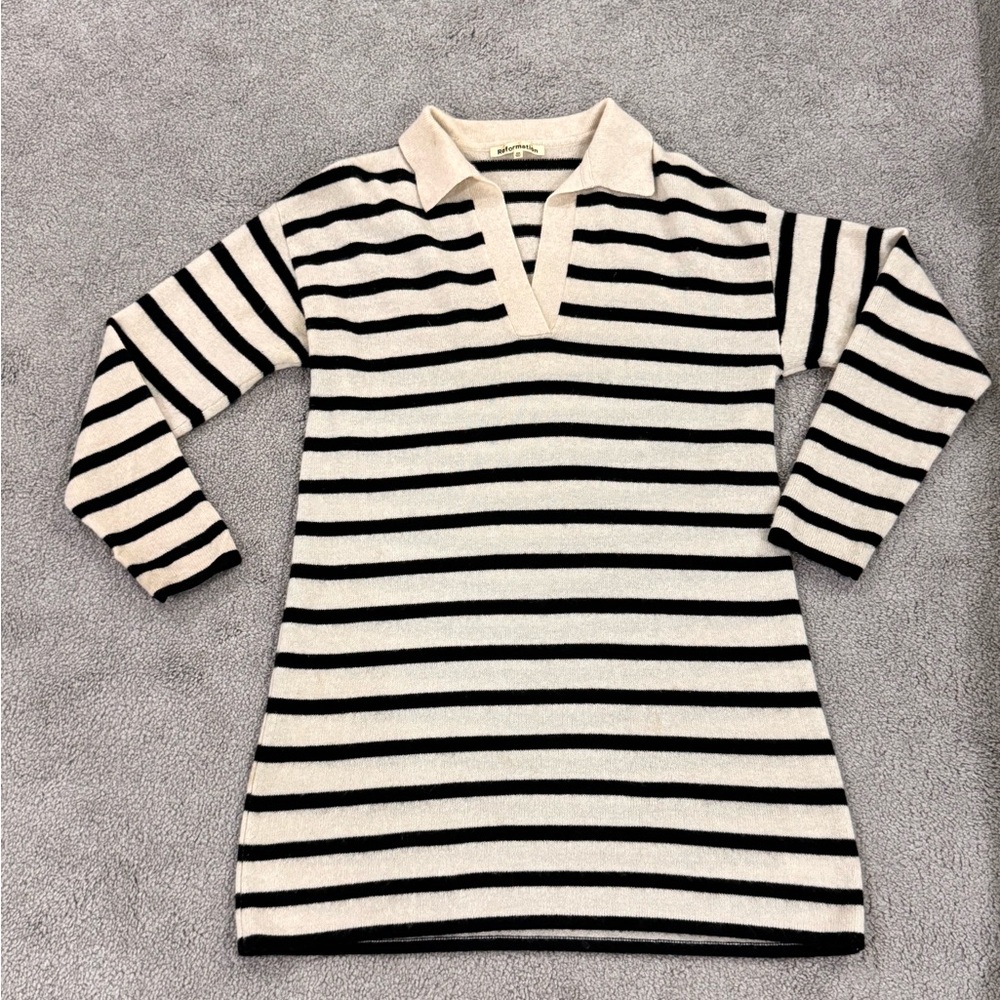 Reformation cashmere striped sweater dress XS